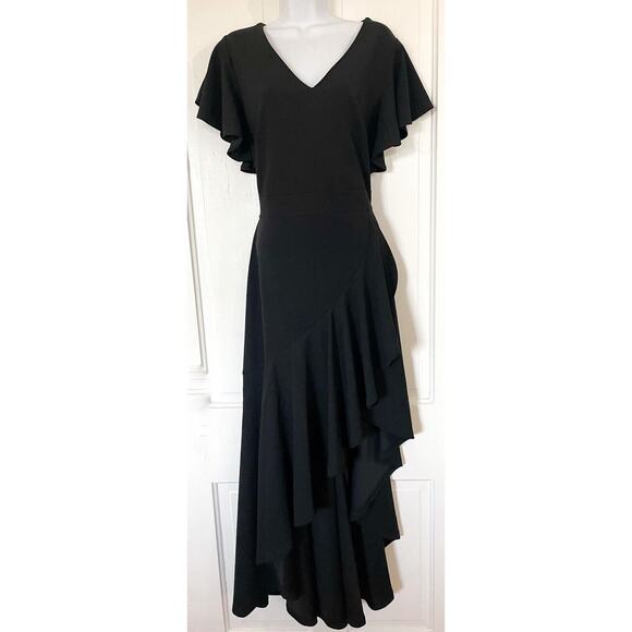 Miusol Dresses & Skirts - Miusol Womens Dress Black Flutter Sleeve V-neck High Low Ruffle NEW Stretch XL